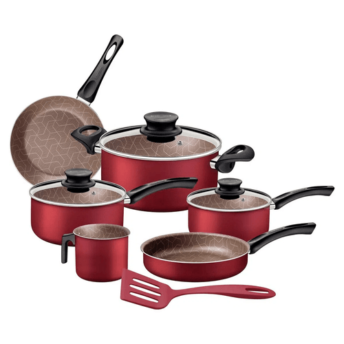 Jogo de Panelas Tramontina Paris, 07 Peças, Alumínio, Antiaderente Starflon Max, Vermelho - 28599/717 Menor preço em Jogo de Panelas Tramontina Paris, 07 Peças, Alumínio, Antiaderente Starflon Max, Vermelho - 28599/717