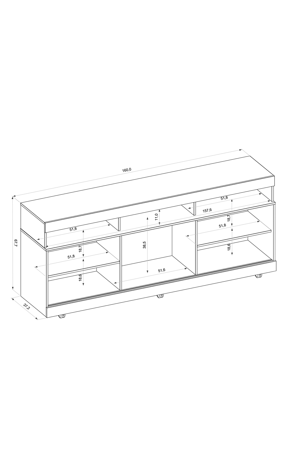 Rack para TV até 60 1 porta Dili 160 Dj Móveis