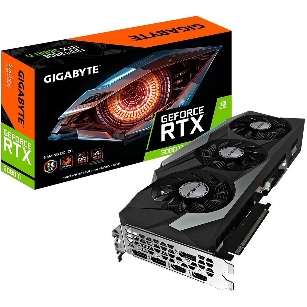 Placa de Video Gigabyte GV-N308TGAMING OC-12GD RTX 3080NVIDIA GeForce ,RGB, 12GB GDDR6X
