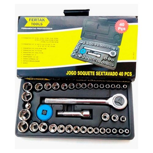 Jogo Soquete Sextavado 40 Peças Com Chave Catraca Menor preço em Jogo Soquete Sextavado 40 Peças Com Chave Catraca