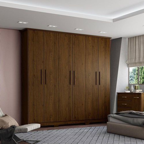Guarda Roupa Henn Cover 6 Portas 3 Gavetas Castanho Menor preço em Guarda Roupa Henn Cover 6 Portas 3 Gavetas Castanho