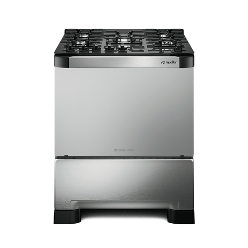 Fogão Decorato Vetro, Mueller, 5 Bocas, Gás, Mesa de Vidro, Inox - 601230053 - Bivolt Menor preço em Fogão Decorato Vetro, Mueller, 5 Bocas, Gás, Mesa de Vidro, Inox - 601230053 - Bivolt