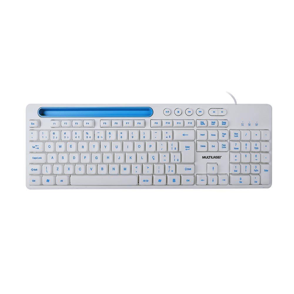 Teclado Office Usb Branco Com Apoio Para Smartphone Branco - Novo Mundo