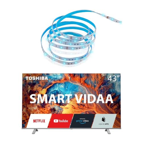 Tela Toshiba Smart 43 Pol 4K – Compre e Ganhe Fita Led 5M Multilaser Liv - TB003K TB003K Menor preço em Tela Toshiba Smart 43 Pol 4K – Compre e Ganhe Fita Led 5M Multilaser Liv - TB003K TB003K