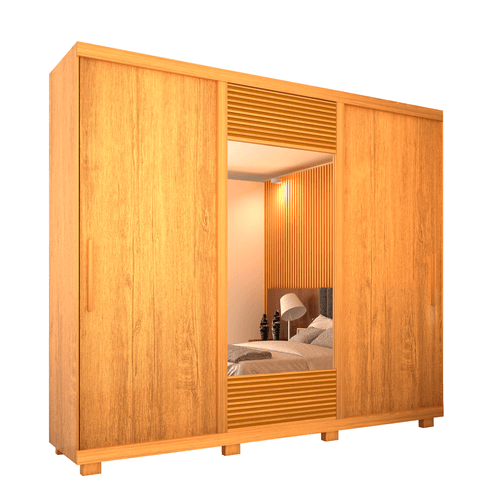 Guarda-Roupa Casal Alfa em MDF 03 Portas 04 Gavetas com Espelho Bom Pastor Menor preço em Guarda-Roupa Casal Alfa em MDF 03 Portas 04 Gavetas com Espelho Bom Pastor