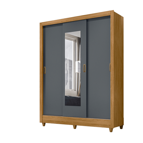 Guarda Roupa Casal Bolívia em MDP 3 Portas 2 Gavetas com Espelho Menor preço em Guarda Roupa Casal Bolívia em MDP 3 Portas 2 Gavetas com Espelho