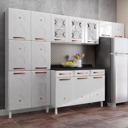 Cozinha Compacta Aço Telasul Mirage New 3vidros 3pçs Branco Menor preço em Cozinha Compacta Aço Telasul Mirage New 3vidros 3pçs Branco