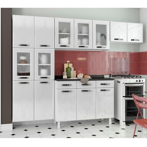 Cozinha Compacta Aço Telasul Rubi 5 Vidros 3 Peças Bco Menor preço em Cozinha Compacta Aço Telasul Rubi 5 Vidros 3 Peças Bco