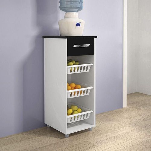 Fruteira Multiuso 1 Gaveta Mini Flex Color Branco Com Preto Menor preço em Fruteira Multiuso 1 Gaveta Mini Flex Color Branco Com Preto