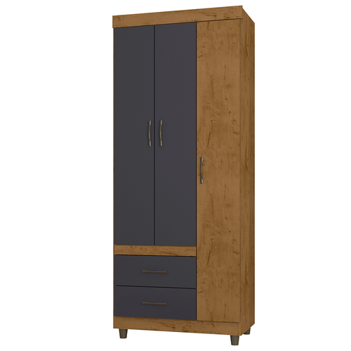 Guarda-Roupa Solteiro 2232 3 Portas 2 Gavetas Araplac - Freijó / Carbono Menor preço em Guarda-Roupa Solteiro 2232 3 Portas 2 Gavetas Araplac - Freijó / Carbono