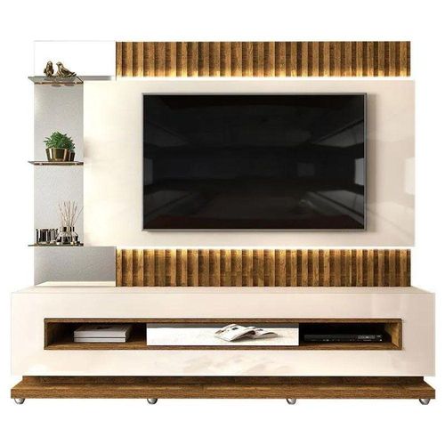 Estante Home Theater Lumus Creme Tronco Ripado Menor preço em Estante Home Theater Lumus Creme Tronco Ripado