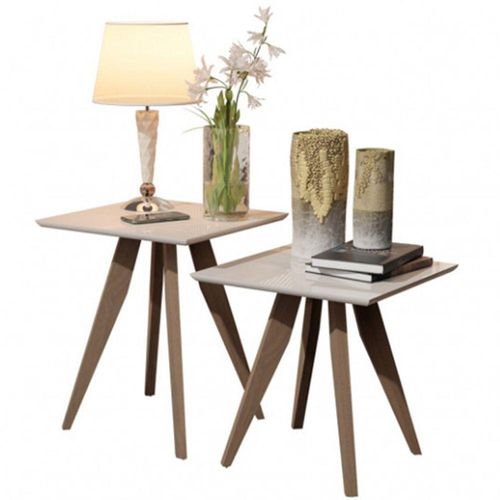 Kit Mesa Lateral Classic Quadrado Pés Eucalipto Off White Menor preço em Kit Mesa Lateral Classic Quadrado Pés Eucalipto Off White