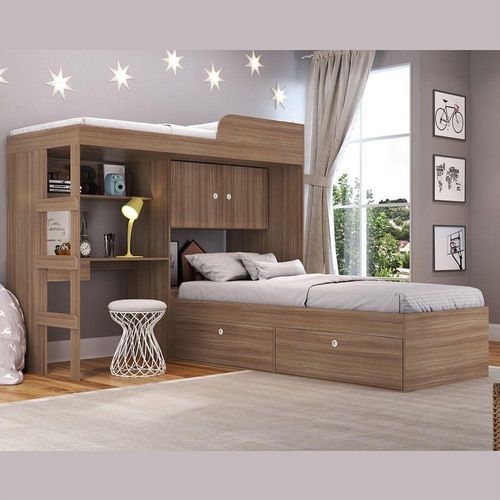 Conjunto Quarto Juvenil 2 Camas Estação De Trabalho Montana Menor preço em Conjunto Quarto Juvenil 2 Camas Estação De Trabalho Montana