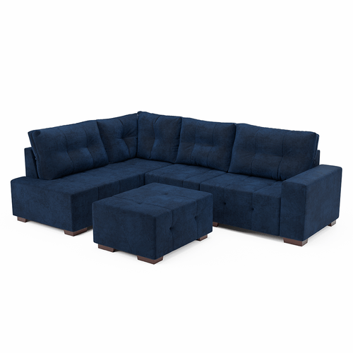 Sofá de Canto Roma 4 e 3 Lugares com Puff Espuma D23 Tecido Sued 100% Poliéster Montreal Menor preço em Sofá de Canto Roma 4 e 3 Lugares com Puff Espuma D23 Tecido Sued 100% Poliéster Montreal