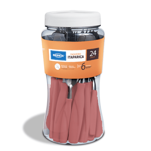 Faqueiro Itaparica Brinox 24 Peças Aço Inox Rosa Malva - 6100/732 Menor preço em Faqueiro Itaparica Brinox 24 Peças Aço Inox Rosa Malva - 6100/732