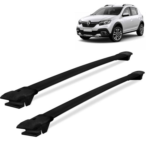 Rack de Teto Travessa Sandero Stepway 2009 a 2019 Alumínio Preto Larga Menor preço em Rack de Teto Travessa Sandero Stepway 2009 a 2019 Alumínio Preto Larga
