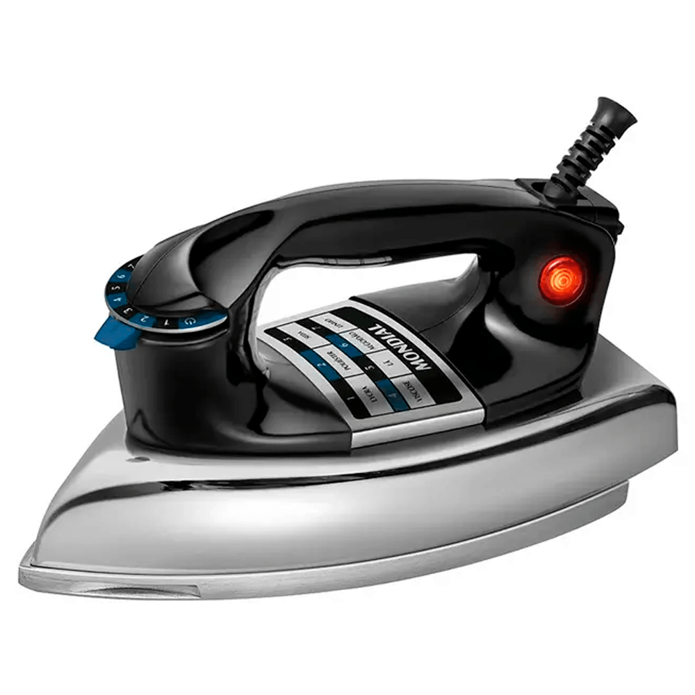 Ferro à Seco Mondial 1400W Base de Alumínio com Salva-Botões Preto - FS-01-BI