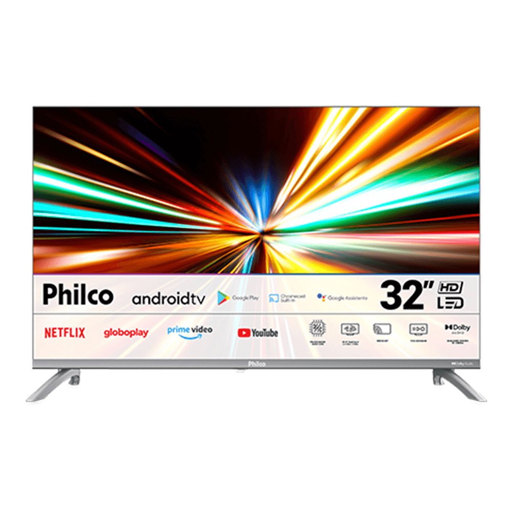 Smart TV Led 32'' Philco Android TV HDR Dolby Áudio Cinza PTV33M9GACGB