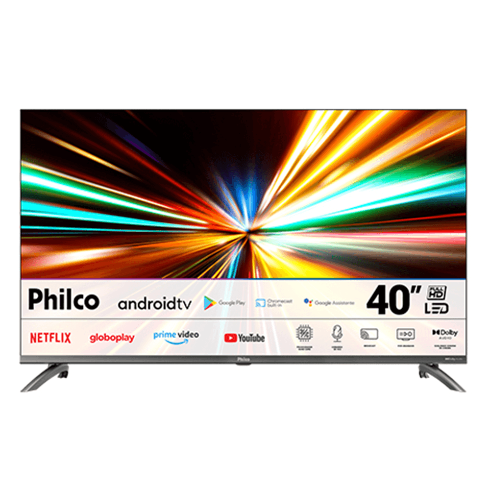 Smart TV LED 40'' Philco Full HD Dolby Audio Cinza Android TV PTV40M9GACGB