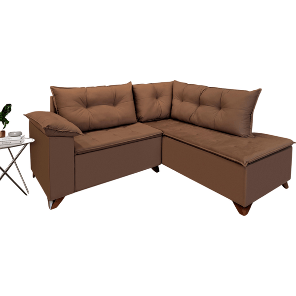 Conjunto Estofado Napoles Com Chaise Castor