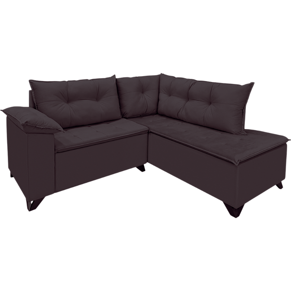 Conjunto Estofado Napoles Com Chaise Marrom
