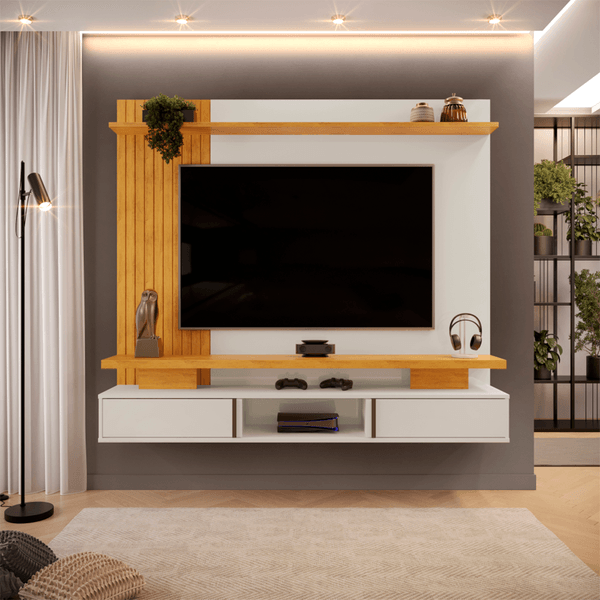 Painel Home Leoni MDF/MDP para TV até 65 polegadas Bali / Cedro
