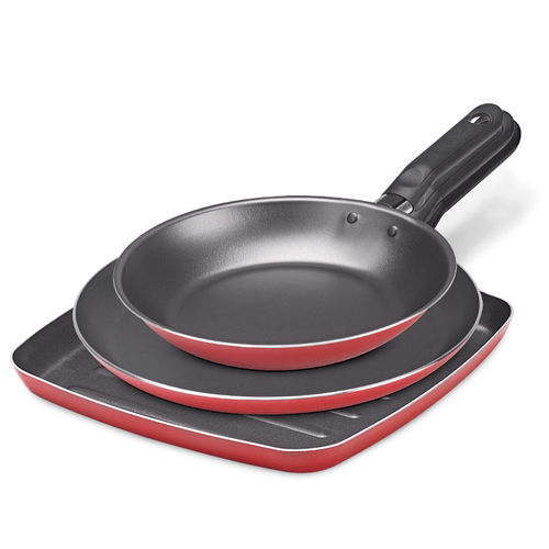 Jogo de Frigideira Brinox Garlic, 3 Peças, Alumínio, Vermelho - 7001/307 Menor preço em Jogo de Frigideira Brinox Garlic, 3 Peças, Alumínio, Vermelho - 7001/307