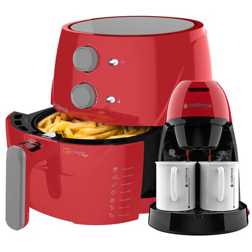 Kit Cadence Colors Vermelho - Fritadeira e Cafeteira Single - 220V Menor preço em Kit Cadence Colors Vermelho - Fritadeira e Cafeteira Single - 220V