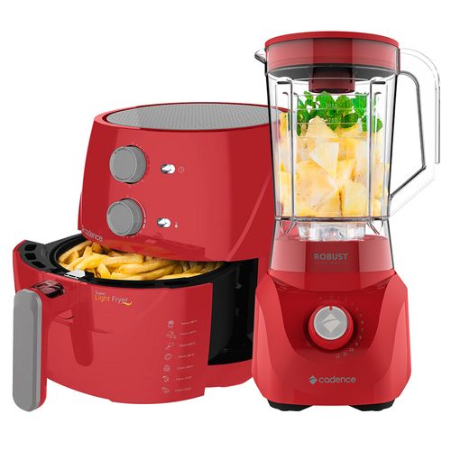 Kit Cadence Red - Fritadeira Sem Óleo e Liquidificador Robust - 220V Menor preço em Kit Cadence Red - Fritadeira Sem Óleo e Liquidificador Robust - 220V