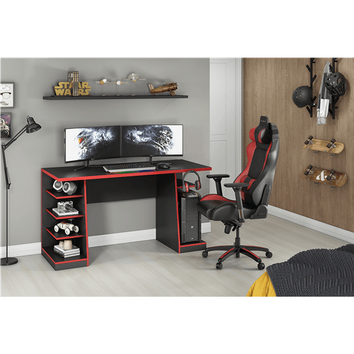 Mesa Gamer para Computador em MDP, 4 Prateleiras, Suporte para Headset - NT2020 Menor preço em Mesa Gamer para Computador em MDP, 4 Prateleiras, Suporte para Headset - NT2020