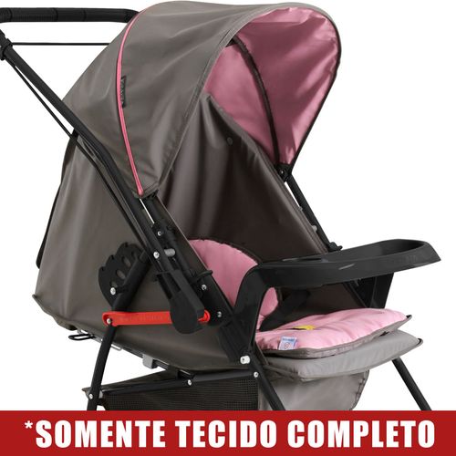 Tecido Completo Para Carrinho De Bebe Galzerano Milano Reversivel Ii Preto Grafite Rosa Novo Mundo Mobile
