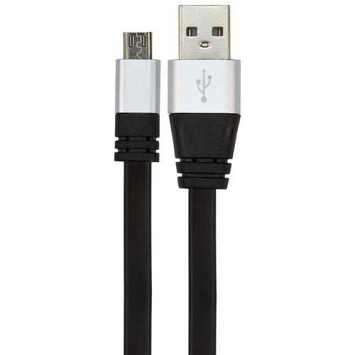 Cabo Micro USB Flat Celular de Silicone Carregador e Dados Preto Menor preço em Cabo Micro USB Flat Celular de Silicone Carregador e Dados Preto