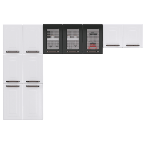 Kit Cozinha em Aço, 3 Peças, 11 Portas, Corrediças Telescópicas, Puxadores de Plástico - Titanium Menor preço em Kit Cozinha em Aço, 3 Peças, 11 Portas, Corrediças Telescópicas, Puxadores de Plástico - Titanium