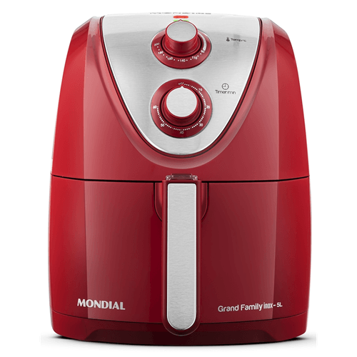 Fritadeira sem Óleo Air Fryer Mondial Grand Family, Timer, Controle de Temperatura, 5L, Vermelho/Inox - AFN-50-RI Menor preço em Fritadeira sem Óleo Air Fryer Mondial Grand Family, Timer, Controle de Temperatura, 5L, Vermelho/Inox - AFN-50-RI