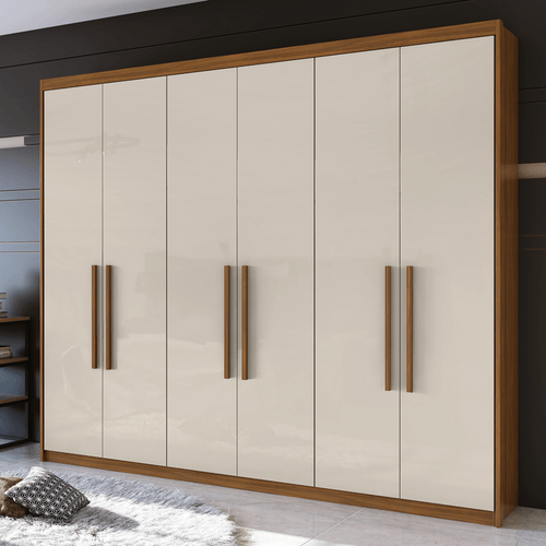 Guarda-roupa, MDP, 6 Portas, 3 Gavetas, Puxadores em MDF - Libra Menor preço em Guarda-roupa, MDP, 6 Portas, 3 Gavetas, Puxadores em MDF - Libra