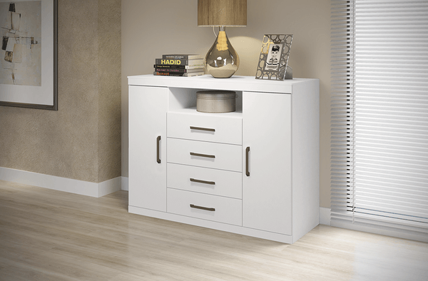 Cômoda Havana Master em MDP 4 Gavetas 2 Portas Branco
