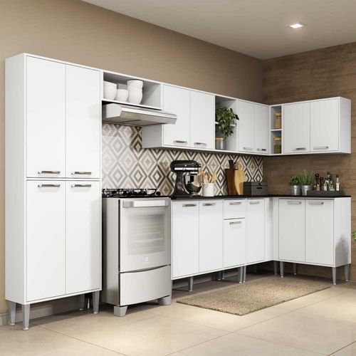 Cozinha Completa com Armário e Balcão com Tampo 8 peças Xangai Soul Multimóveis Branca - Cozinha Completa c/ Armário e Balcão Xangai Soul Multimóveis Menor preço em Cozinha Completa com Armário e Balcão com Tampo 8 peças Xangai Soul Multimóveis Branca - Cozinha Completa c/ Armário e Balcão Xangai Soul Multimóveis