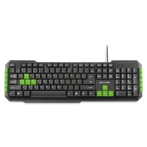 Teclado Multilaser Multimidia Gamer Teclas Verdes USB - TC201 Menor preço em Teclado Multilaser Multimidia Gamer Teclas Verdes USB - TC201