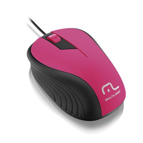 Mouse Multilaser Emborrachado Rosa USB - MO223 Menor preço em Mouse Multilaser Emborrachado Rosa USB - MO223