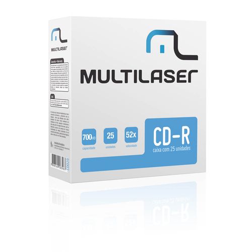 Midia Multilaser CD-R Vel. 52X - 25 Un. Envelope Impresso Em Caixa - CD029 Menor preço em Midia Multilaser CD-R Vel. 52X - 25 Un. Envelope Impresso Em Caixa - CD029