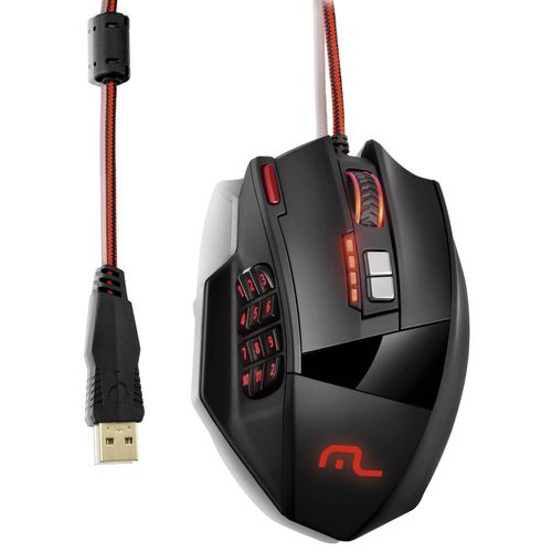 Mouse Multilaser Gamer Laser 18 Botões 4000Dpi Preto USB - MO206 Menor preço em Mouse Multilaser Gamer Laser 18 Botões 4000Dpi Preto USB - MO206