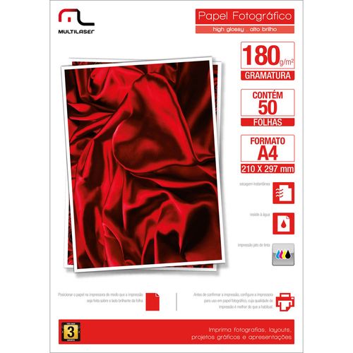 Papel Glossy Paper Multilaser A4 180G C/ 50 Folhas - Branco - PE031 é boa?