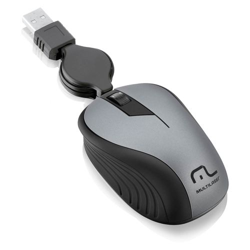 Mouse Óptico Retrátil 1200dpi USB Cinza MO232 Multilaser Menor preço em Mouse Óptico Retrátil 1200dpi USB Cinza MO232 Multilaser