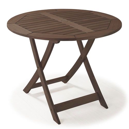 Mesa Redonda Ripada Dobrável para Áreas Externas - Madeira Eucalipto - Maior Durabilidade - Nogueira Menor preço em Mesa Redonda Ripada Dobrável para Áreas Externas - Madeira Eucalipto - Maior Durabilidade - Nogueira