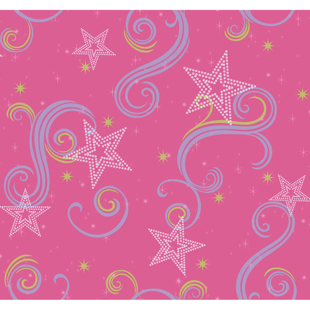 Papel De Parede Estrelas Rosa Disney Com Glitter York Novo Mundo