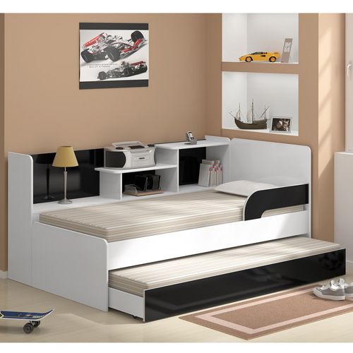 Bicama Infantil com Estante Branco e Preto Brilho - Multimóveis Menor preço em Bicama Infantil com Estante Branco e Preto Brilho - Multimóveis