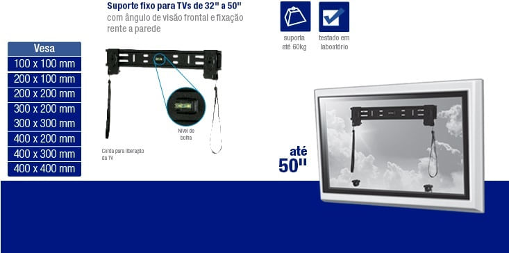 Suporte Plano para TV LED e LCD de 32 Até 50